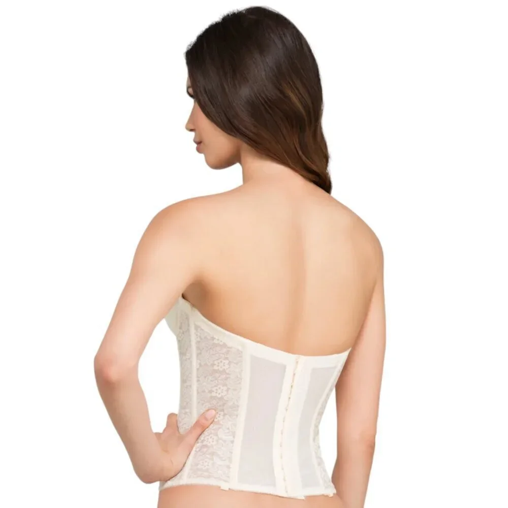 Dominique Colette Lace Corsette Bridal Bustier Bra, Bone Ivory, 34DD